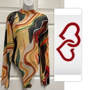 Two Hearts Abstract Mesh Bodysuit